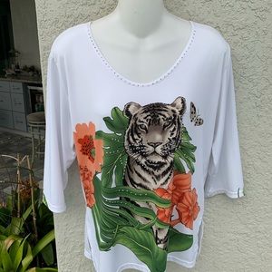 Womens Valentina Sequined Tiger Tunic Top L